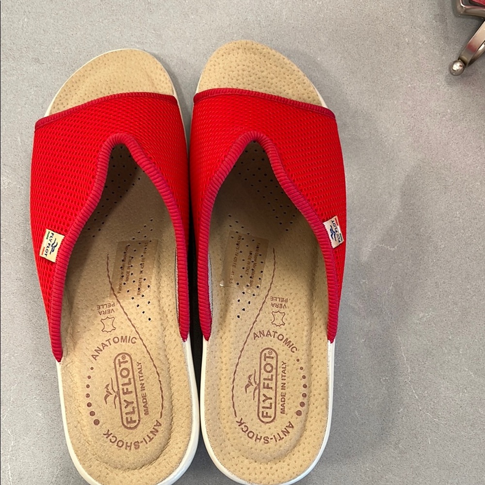 Fly Flot Red Slip-On Sandals